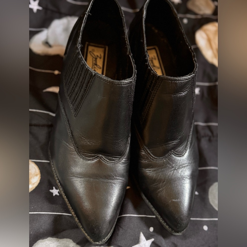 👢Y2K👢Zodiac Black Leather Ankle Booties